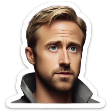Ryan gosling staring at purple light from blade runner 2049 sticker