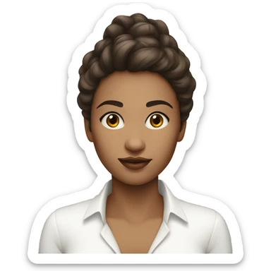 femme peau blanche cheveux brun yeux bleus sticker