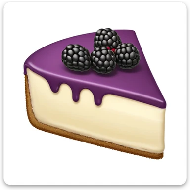 classic emoji style blackberry cheesecake with a large blackberry on top, plain background sticker