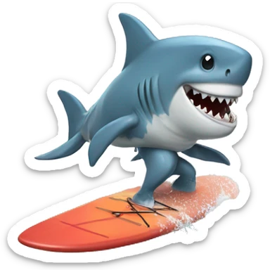 Shark in dragon costume surfing  sticker