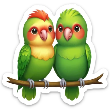 A Pair Of Green & Other Colored Lovebirds sticker