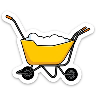 wheelbarrow with car features like headlights and steering wheel sticker