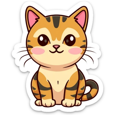 black/brown stripped tabby cat with beige pink nose and light brown eyes kitten sticker