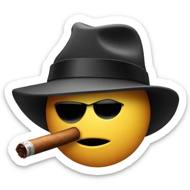 The face has a fedora hat on and the emoji has a cigar in its mouth. mafia emoji sticker