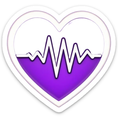 heart pules tech with the pules symbol in the middle, make the hart dark purple. dark outline sticker