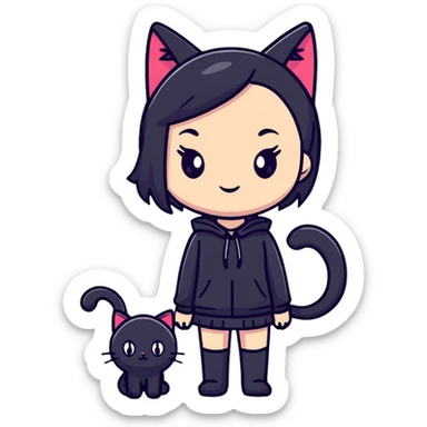 Black cat girl  sticker