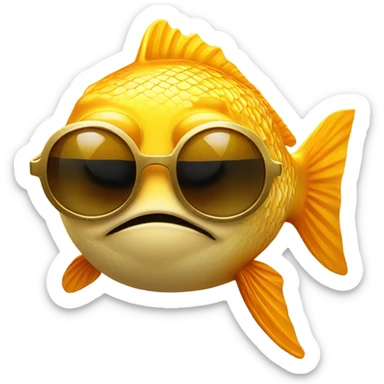 Golden fish with sun glasses  sticker