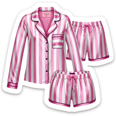 Striped pink and white silk Victoria’s Secret pajama set sticker