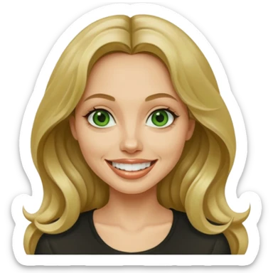 Girl with Beautiful long wavy hair, dirty blonde with bright green eyes and an Angelina Jolie smile ￼  sticker