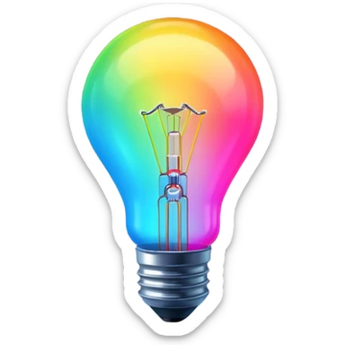 Generate a high-quality image of a glowing neon light bulb, bright vibrant colors, realistic glow effect, smooth gradient colors, no human figures, no facial features, no brand markings, simple dark background, high-reso

 sticker