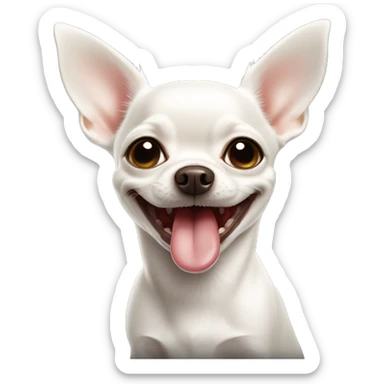 White chihuahua smiling with the tongue out sticker