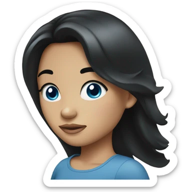 Girl with black hair and blue eyes sticker