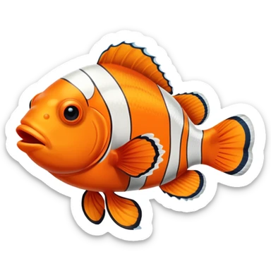 An orange and white striped clown fish with black outlines sticker