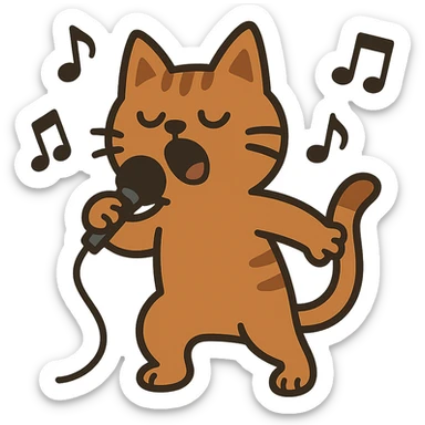 flat toon style cat singing a song sticker
