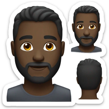 Handsome deep dark skin man with beard and high fade sticker