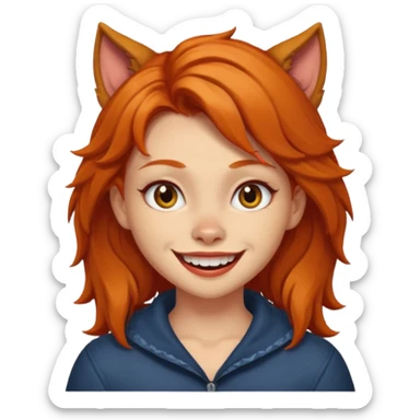 Werewolf ginger hair girl with a smile sticker