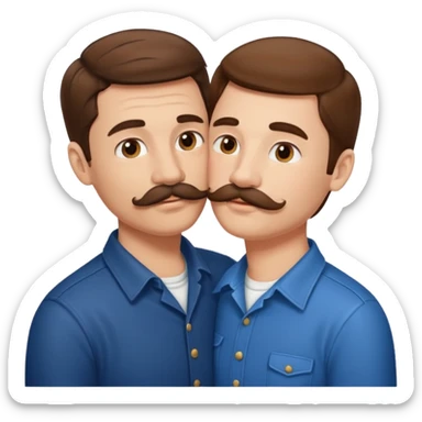 Kissing bf and brwon your hir andA man with a mustache sticker