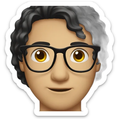 Person where I block eyeglasses and his ass black hair sticker