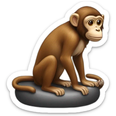 monkey sat on a dog sticker