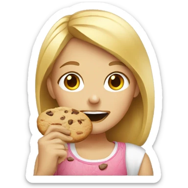 A blond girl eating a cookie  sticker