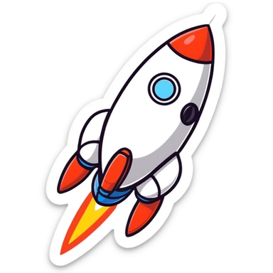 rocket ship product sticker