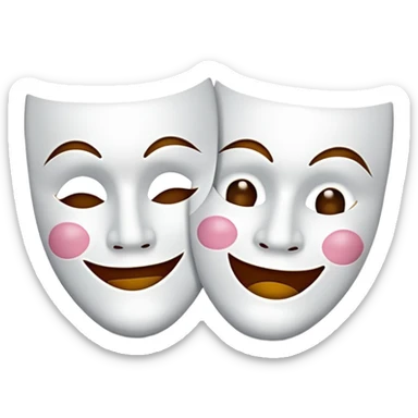 drama mask with happy and sad faces sticker