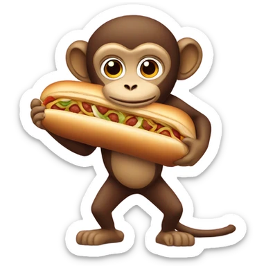 Monkey with a meatball sub sticker
