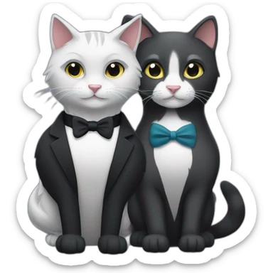 tuxedo cat and silver fox sticker