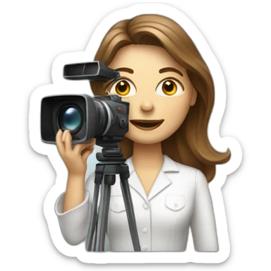 White film director woman holding a cinema camera sticker