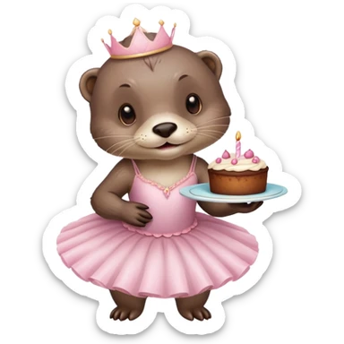 Otter looking like a Ballerina With a cake in the Hand  sticker