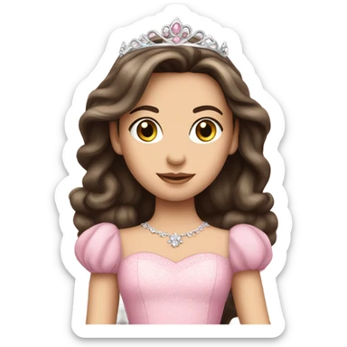 beautiful caucasian brunette princess in pink princess dress sticker