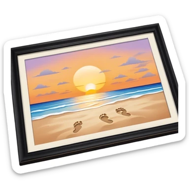 beach sunset. Two sets of footprints—one baby footsteps, the other larger childhood self and inner child sticker