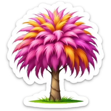 colorful fluffy Truffula tree from The Lorax with bright tuft on top and tall thin trunk sticker