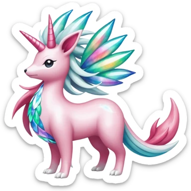 Celestial Magical sparkly shiny glittery Shaymin-Suicune-Milotic-Amaura-Pokémon-Fakémon-fusion, full body sticker