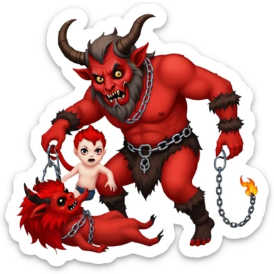 krampus dragging a kid to hell sticker