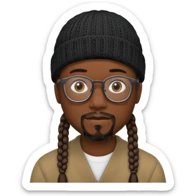 man with braids glasses beanie and goatee sticker