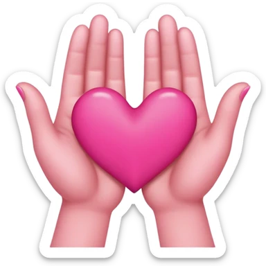 brown hands making heart with the heart being pink sticker