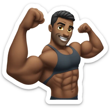 Bodybuilder showing off his  sticker