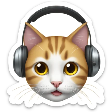 Cat with headphones on sticker