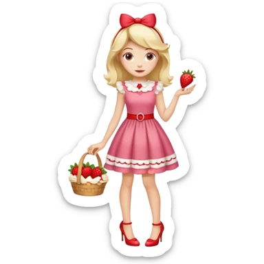 pretty and cute realistic modern day strawberry shortcake full body with high heels emoji sticker
