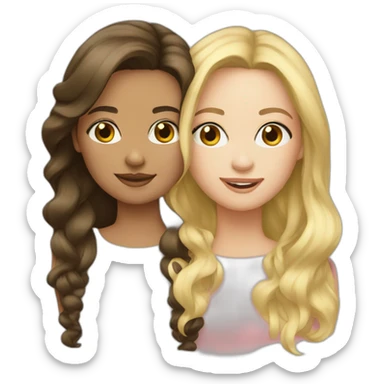 Sisters one brunette-another blonde sticker