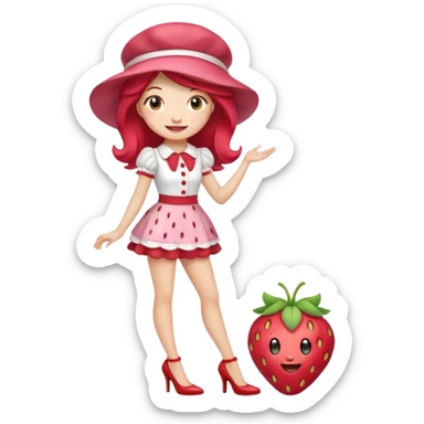pretty and cute realistic modern day strawberry shortcake full body with high heels emoji sticker