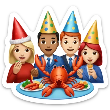 200 people eating lobster at a family party sticker