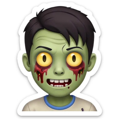 boy zombie with dark hair, winking, emoji style sticker