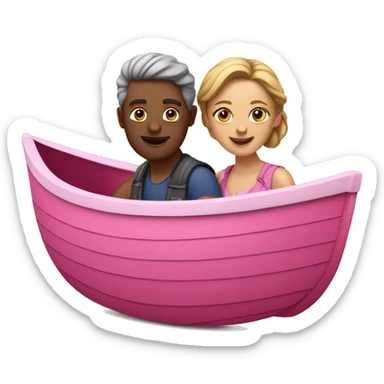 man and women on a pink boat sticker