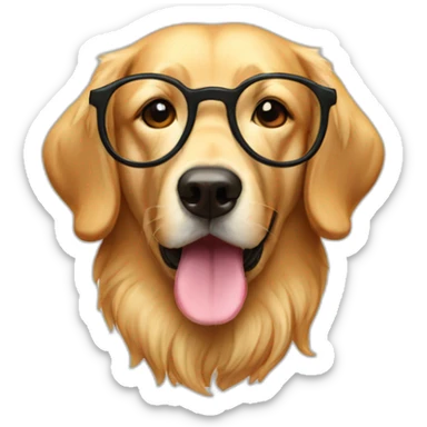 a golden retreiver with spectacles sticker