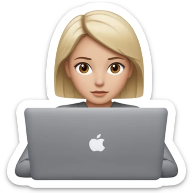 macbook pro woman very short light brown/blonde hair hazel eyes sticker