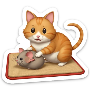 a cat with a bat hitting a fat rat under a mat sticker