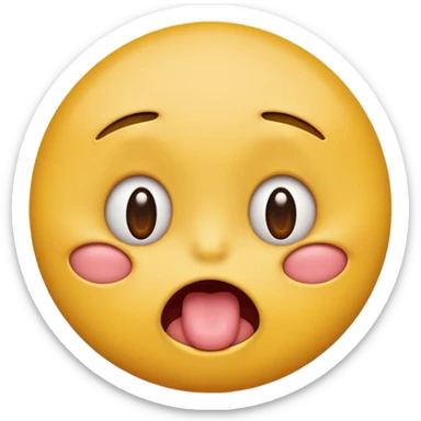 Round yellow emoji face with a bored expression, downturned mouth and tongue poking out, half opened eyes sticker