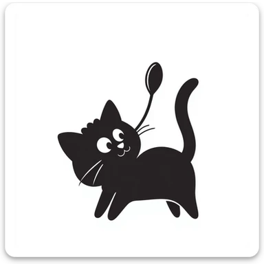playful cat balancing a spoon on its nose sticker